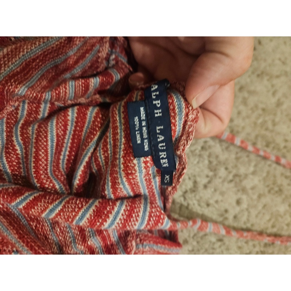 Ralph Lauren 100% Linen Striped Knit Halter Top Red Blue White XS